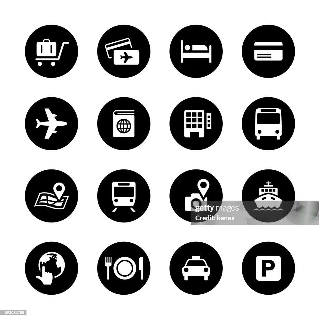 Travel Circle Icons Set