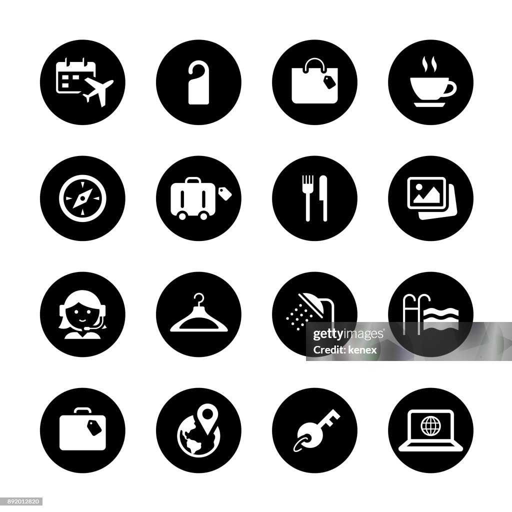 Travel Circle Icons Set