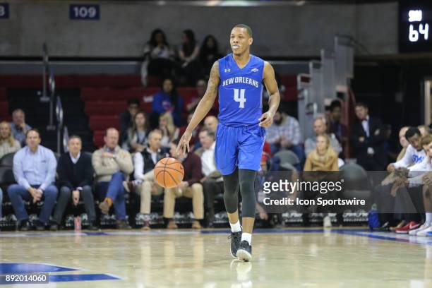 New Orleans Privateers guard Bryson Robinson brings the ball up court during the game between SMU and New Orleans on December 13, 2017 at Moody...