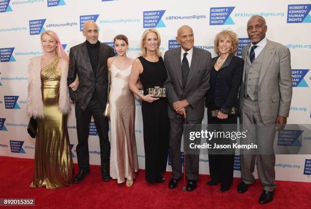 Malena Belafonte, David Belafonte, Sarafina Belafonte, Kerry Kennedy, Harry Belafonte, Pamela Frank and Danny Glover attend Robert F. Kennedy Human...