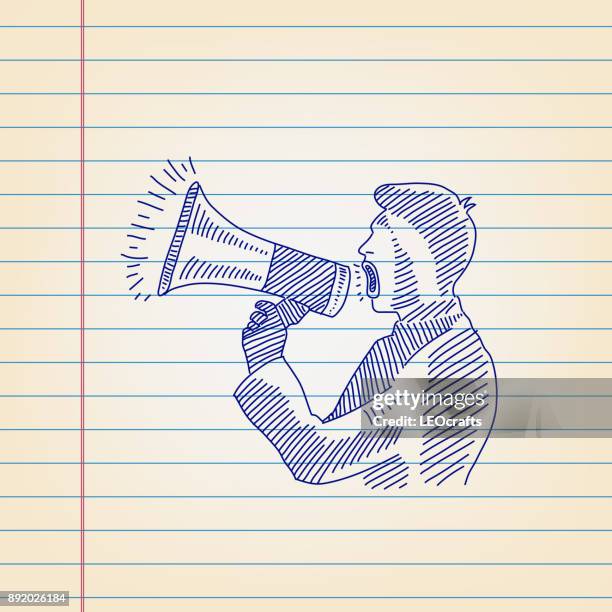 Anouncing Drowing 107 Guy With Megaphone Drawing Stock Photos, High-Res Pictures, and ...
