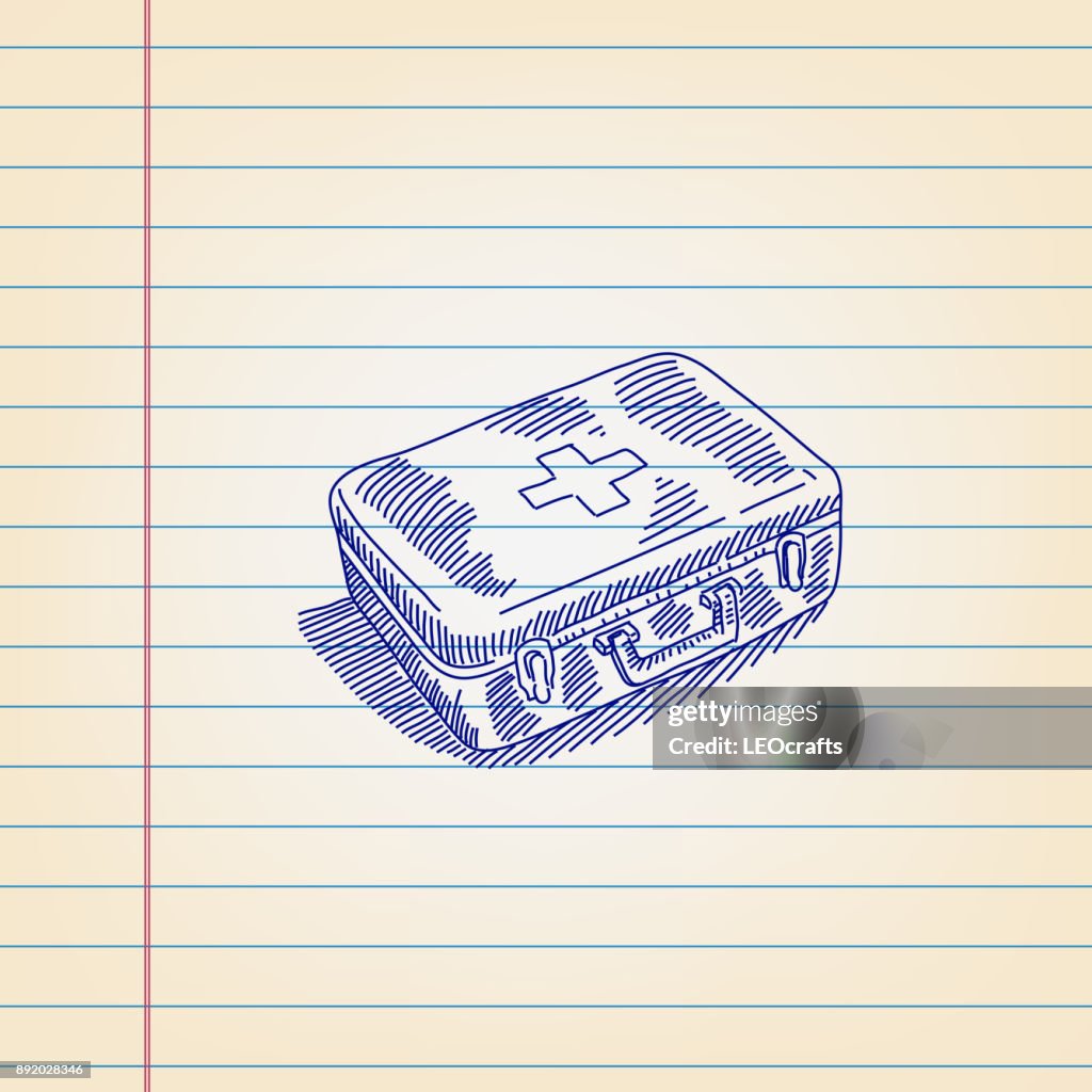 First Aid Kit Design Drawing First Aid Kit Drawing On Ruled Paper High-Res Vector Graphic - Getty Images