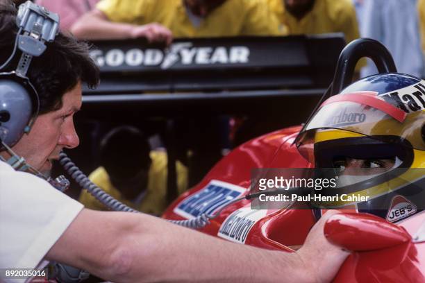 John Barnard, Michele Alboreto, Ferrari F1/87, Grand Prix of Monaco, Circuit de Monaco, 31 May 1987. Ferrari technical director and designer John...