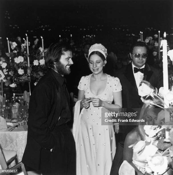 American actress and singer Barbra Streisand with actor Jack Nicholson during an Academy Awards party at the Dorothy Chandler Pavilion, Los Angeles,...