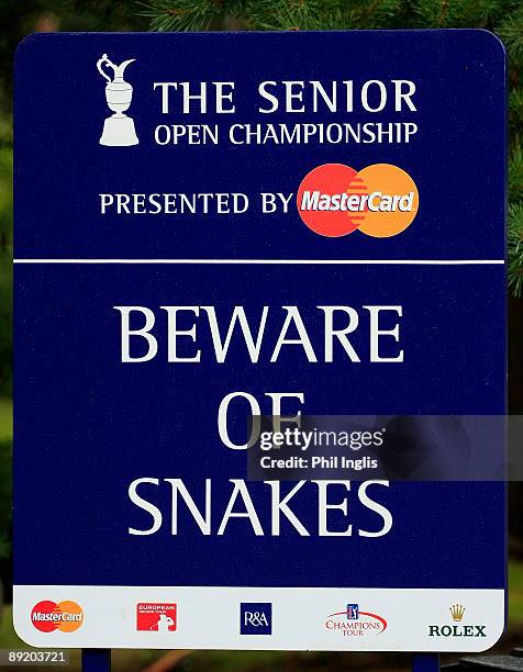 Warning sign during the first round of The Senior Open Championship presented by MasterCard held on the Old Course, Sunningdale Golf Club on July 23,...