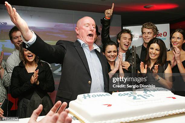 Home & Away cast members, lead by actor Ray Meagher celebrate the 21st anniversary of the television show during the Home & Away party at Cargo Bar...