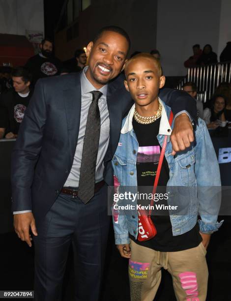 Will Smith and Jaden Smith attend the Premiere Of Netflix's "Bright" at Regency Village Theatre on December 13, 2017 in Westwood, California.