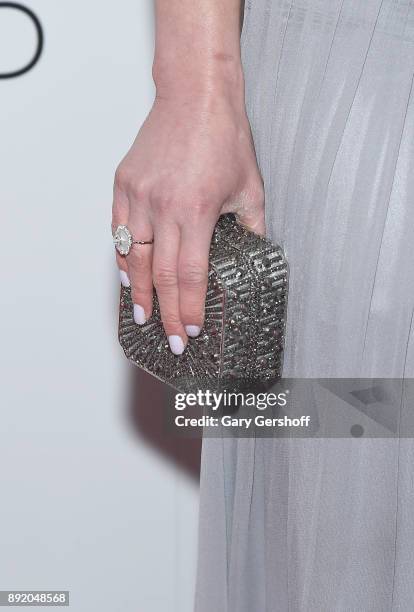 Actress Stefani Martini, clutch detail, attends the "Crooked House" New York premiere at Metrograph on December 13, 2017 in New York City.