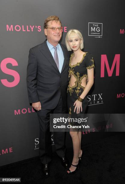 Aaron Sorkin and daughter Roxy Sorkin attend "Molly's Game" New York premiere at AMC Loews Lincoln Square on December 13, 2017 in New York City.