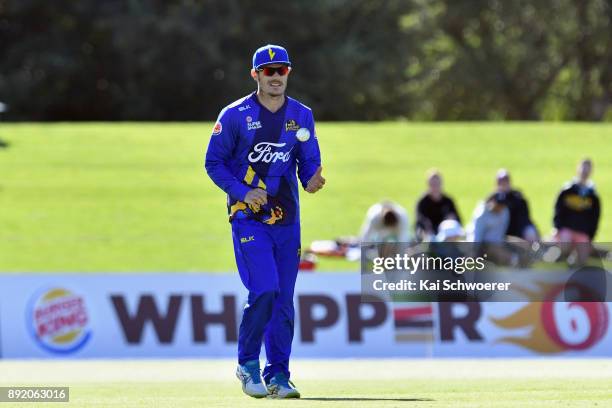 Rob Nicol of Otago reacts after taking a catch to dismiss Matt Henry of Canterbury during the Supersmash Twenty20 match between Canterbury and Otago...