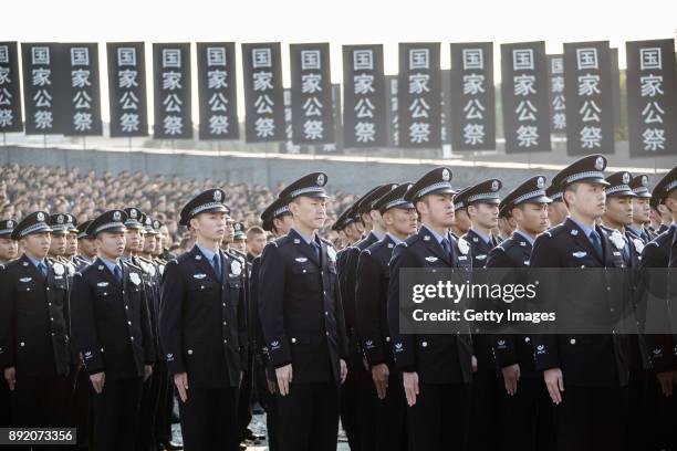 The state memorial ceremony for Nanjing Massacre victims is held at the Nanjing Massacre Museum on December 13, 2017 in Nanjing, Jiangsu Province of...