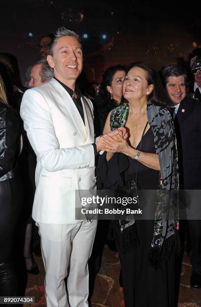 Gianluca Mech Italian TV personality and Karen Lynn Gorney attend the "Saturday Night Fever" 40th Anniversary Celebration at former 2001 Odyssey...