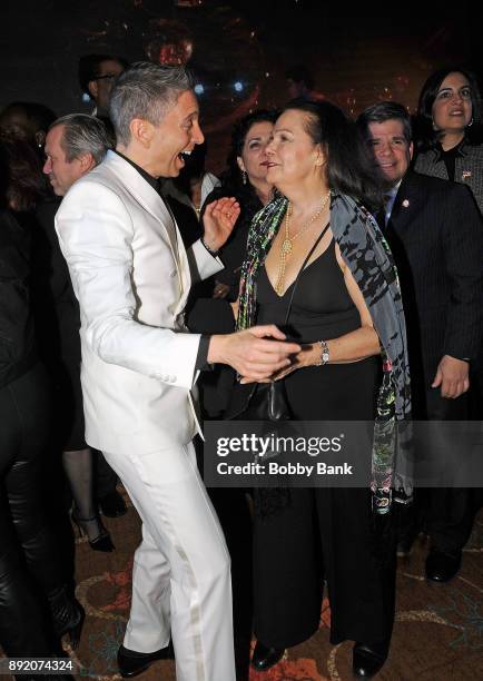 Gianluca Mech Italian TV personality and Karen Lynn Gorney attend the "Saturday Night Fever" 40th Anniversary Celebration at former 2001 Odyssey...