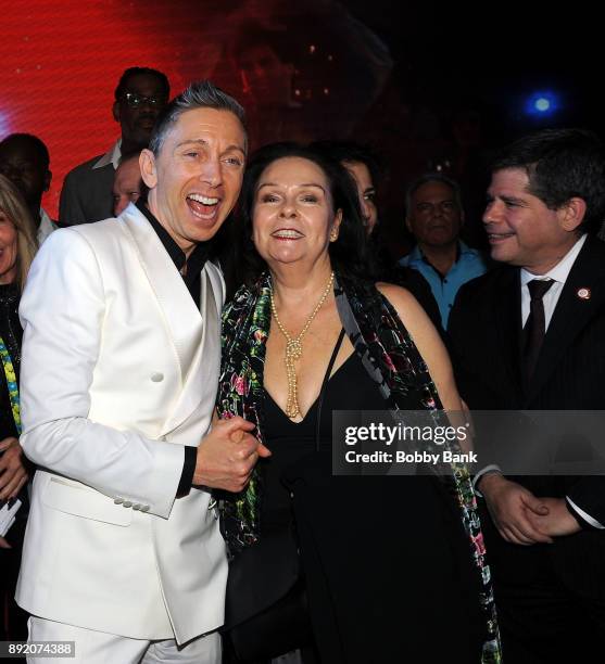 Gianluca Mech Italian TV personality and Karen Lynn Gorney attend the "Saturday Night Fever" 40th Anniversary Celebration at former 2001 Odyssey...