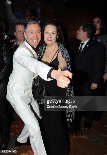 Gianluca Mech Italian TV personality and Karen Lynn Gorney attend the "Saturday Night Fever" 40th Anniversary Celebration at former 2001 Odyssey...