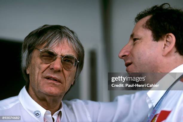 Bernie Ecclestone, Jean Todt, Grand Prix of Argentina, Autodromo Oscar Alfredo Galvez, Buenos Aires, 13 April 1997.