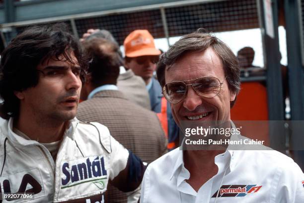 Bernie Ecclestone, Nelson Piquet, Grand Prix of San Marino, Autodromo Enzo e Dino Ferrari, Imola, 01 May 1983.