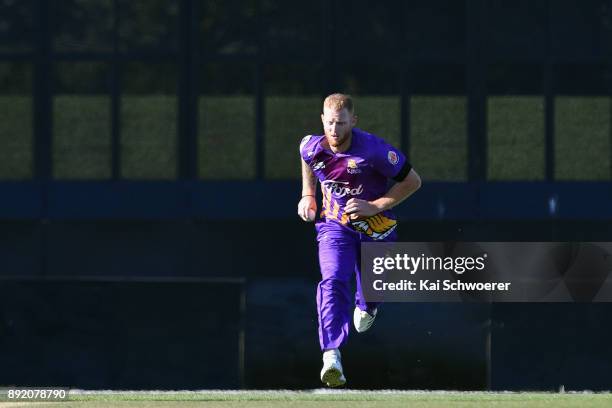 Ben Stokes of Canterbury runs in to bowl during the Supersmash Twenty20 match between Canterbury and Otago on December 14, 2017 in Christchurch, New...