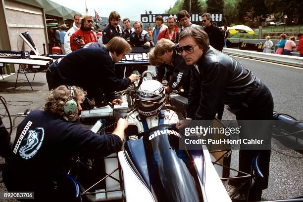 Bernie Ecclestone, Ricardo Patrese, Brabham-BMW BT55, Grand Prix of Belgium, Circuit de Spa-Francorchamps, 25 May 1986. Bernie Ecclestone, owner of...