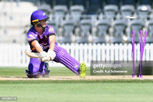 Cole McConchie of Canterbury reacts after being dismissed by James Neesham of Otago during the Supersmash Twenty20 match between Canterbury and Otago...