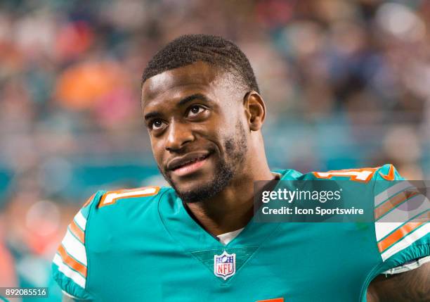 Miami Dolphins Wide Receiver DeVante Parker on the sidelines during the NFL football game between the New England Patriots and the Miami Dolphins on...