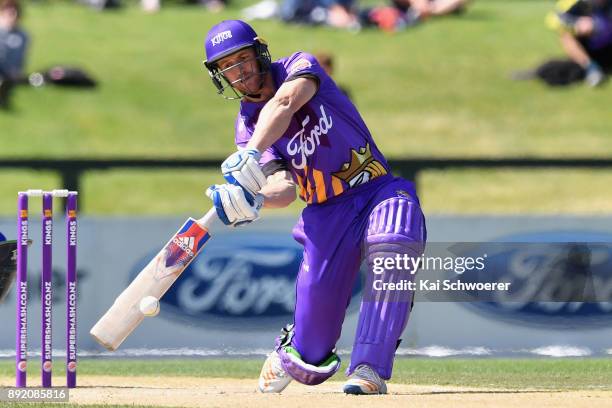 Michael Pollard of Canterbury bats during the Supersmash Twenty20 match between Canterbury and Otago on December 14, 2017 in Christchurch, New...