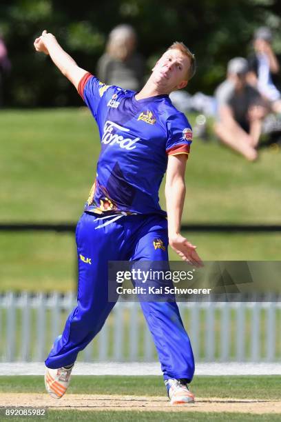 Jack Hunter of Otago bowls during the Supersmash Twenty20 match between Canterbury and Otago on December 14, 2017 in Christchurch, New Zealand.