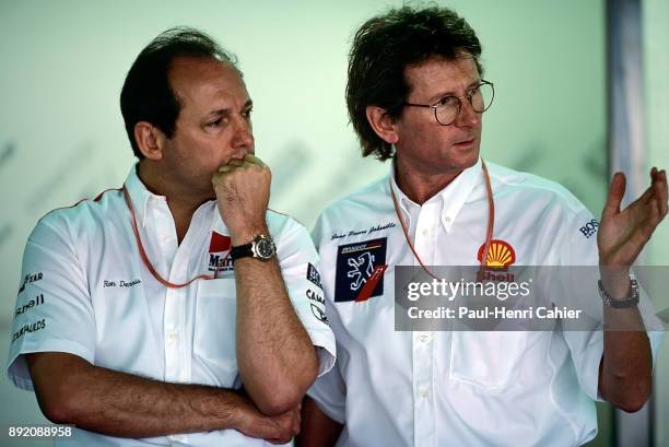 Ron Dennis, Jean-Pierre Jabouille, Grand Prix of Brazil, Autodromo Jose Carlos Pace, Interlagos, Sao Paolo, 27 March 1994. Ron Dennis with Peugeot...