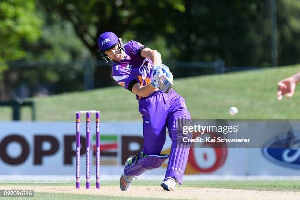 Michael Pollard of Canterbury bats during the Supersmash Twenty20 match between Canterbury and Otago on December 14, 2017 in Christchurch, New...