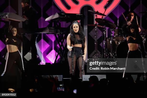 Demi Lovato performs at 103.5 KISS FM's iHeartRadio Jingle Ball 2017 on December 13, 2017 in Rosemont, Illinois.