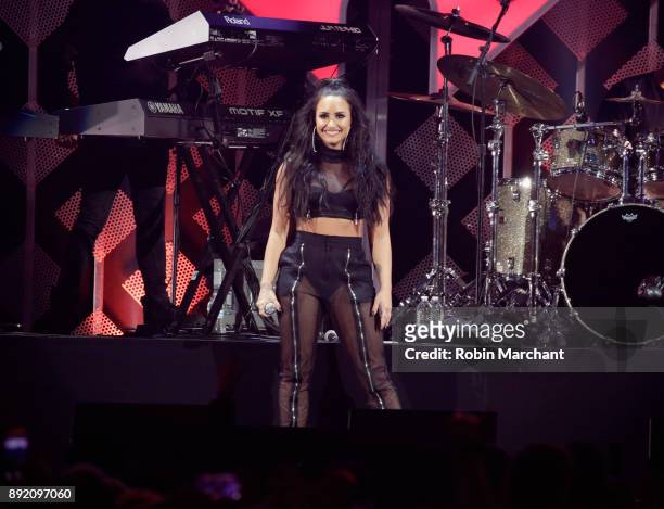 Demi Lovato performs at 103.5 KISS FM's iHeartRadio Jingle Ball 2017 on December 13, 2017 in Rosemont, Illinois.