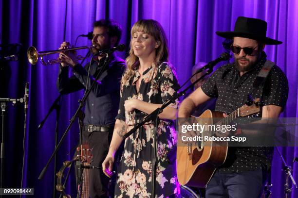 Matt Rubin, Liz Beebe and Zach Lupetin of The Dustbowl Revival perform at Spotlight: The Dustbowl Revival at The GRAMMY Museum on December 13, 2017...