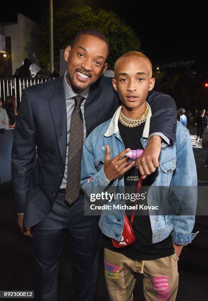 Will Smith and Jaden Smith attend the LA Premiere of Netflix Films 'BRIGHT' on December 13, 2017 in Los Angeles, California.