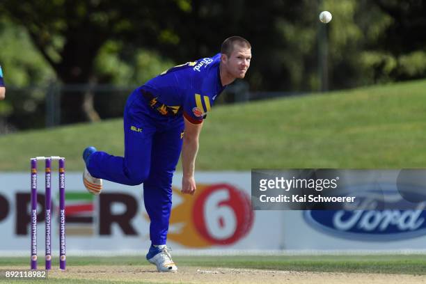 James Neesham of Otago bowls during the Supersmash Twenty20 match between Canterbury and Otago on December 14, 2017 in Christchurch, New Zealand.