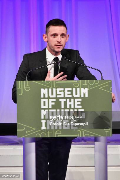 Jamie Bell speaks onstage during the Museum of the Moving Image Salute to Annette Bening at 583 Park Avenue on December 13, 2017 in New York City.