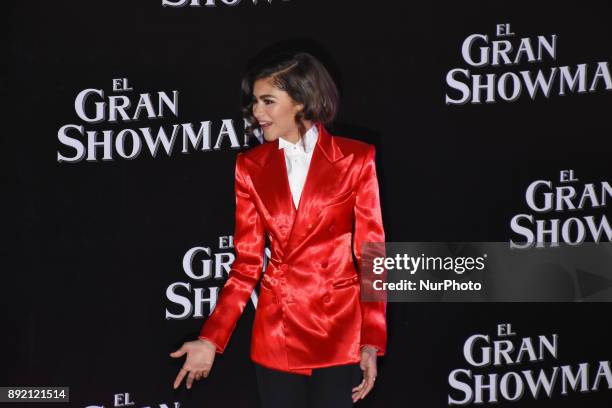 Zendaya Coleman is seen arriving at red carpet of The Greatest Showman film premiere at Oasis Coyoacan Mall on December 13, 2017 in México City,...