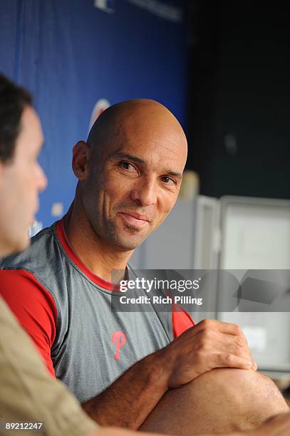 Raul Ibanez of the Philadelphia Philles looks on prior to the game against the Boston Red Sox at Citizens Bank Park in Philadelphia, Pennsylvania on...