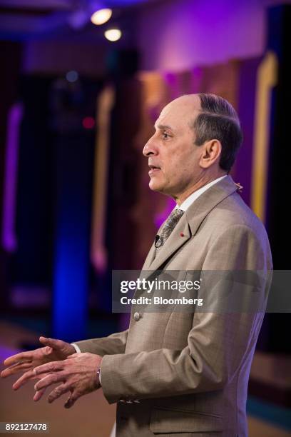 Akbar Al Baker, chief executive officer of Qatar Airways Ltd., speaks during a Bloomberg Television interview in Chiang Mai, Thailand, on Thursday,...