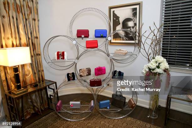 View of pieces from the Olgana Paris collection during the Olgana Paris cocktail party at the Chateau Marmont on December 13, 2017 in Los Angeles,...
