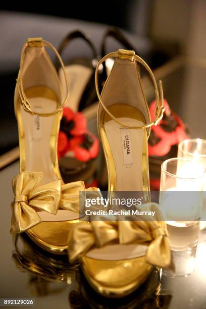 View of pieces from the Olgana Paris collection during the Olgana Paris cocktail party at the Chateau Marmont on December 13, 2017 in Los Angeles,...
