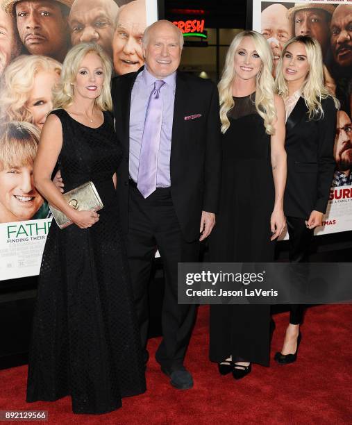 Terry Bradshaw, wife Tammy Bradshaw and daughters Erin Bradshaw and Rachel Bradshaw attend the premiere of "Father Figures" at TCL Chinese Theatre on...