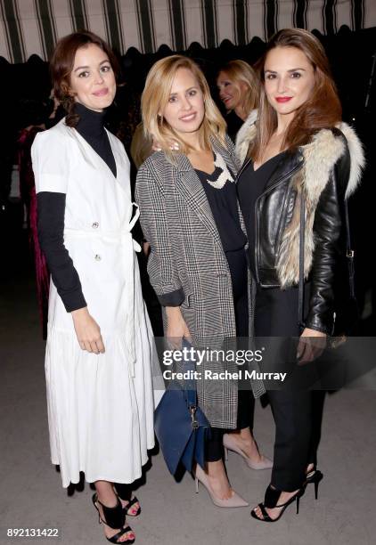 Nora Zehetner, Lindsey Dupuis, and Rachael Leigh Cook attend the Olgana Paris cocktail party at the Chateau Marmont on December 13, 2017 in Los...