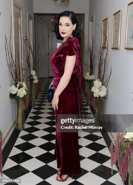 Dita Von Teese attends the Olgana Paris Cocktail Party at the Chateau Marmont on December 13, 2017 in Los Angeles, California.