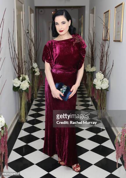 Dita Von Teese attends the Olgana Paris Cocktail Party at the Chateau Marmont on December 13, 2017 in Los Angeles, California.
