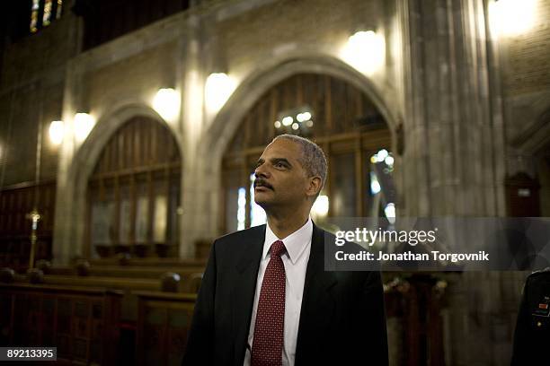 Attorney General Eric Holder visits West Point Military Academy on April 15, 2009 in West Point, New York.