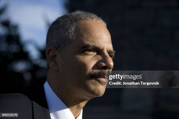 Attorney General Eric Holder visits West Point Military Academy on April 15, 2009 in West Point, New York.