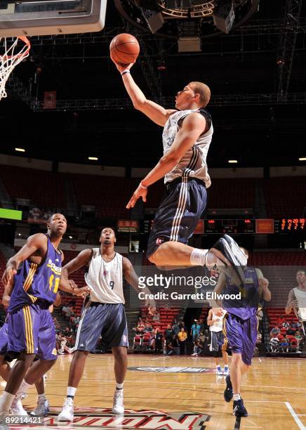 Blake Griffin of the Los Angeles Clippers takes the ball to the basket against the Los Angeles Lakers during NBA Summer League presented by EA Sports...