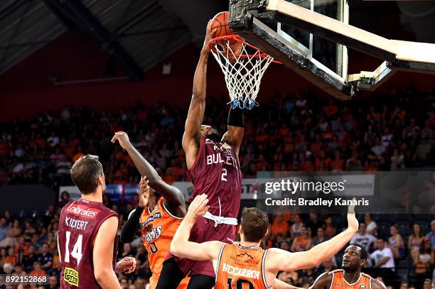 Perrin Buford of the Bullets drives to the basket during the round 10 NBL match between the Cairns Taipans and the Brisbane Bullets at Cairns...