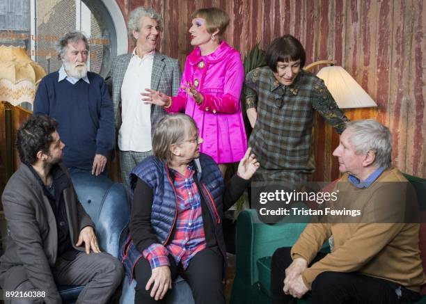 Grayson Perry RA, standing in The Academicians Room with Conrad Shawcross, Tom Phillips, Piers Gough, Phyllida Barlow, Cornelia Parker and Chris Orr...