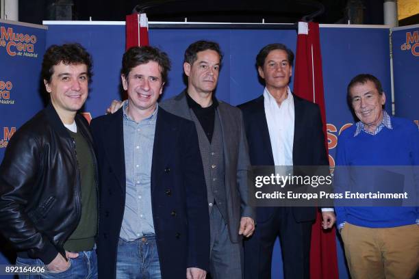 Spanish the actor Jorge Sanz unveils his wax figure at the Wax Museum accompanied by Javier Veiga Gabino Diego and Fernando Sanchez Drago on December...